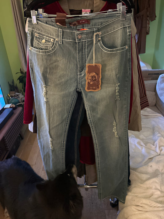 Grey mid rise y2k jeans