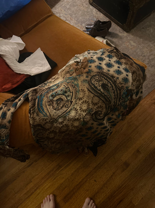 Brown/teal paisley top