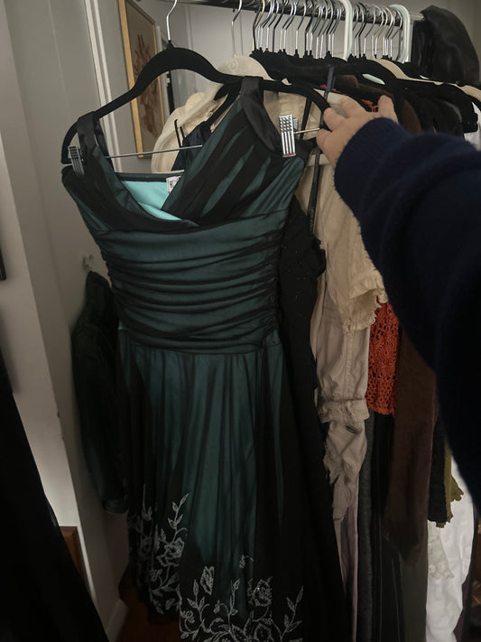 Trixxi teal/black dress with beading