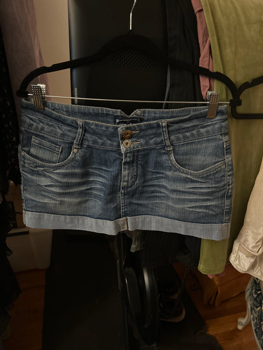 Denim micro miniskirt