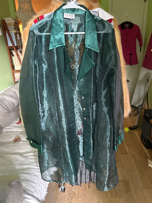 Green organza sheet trench