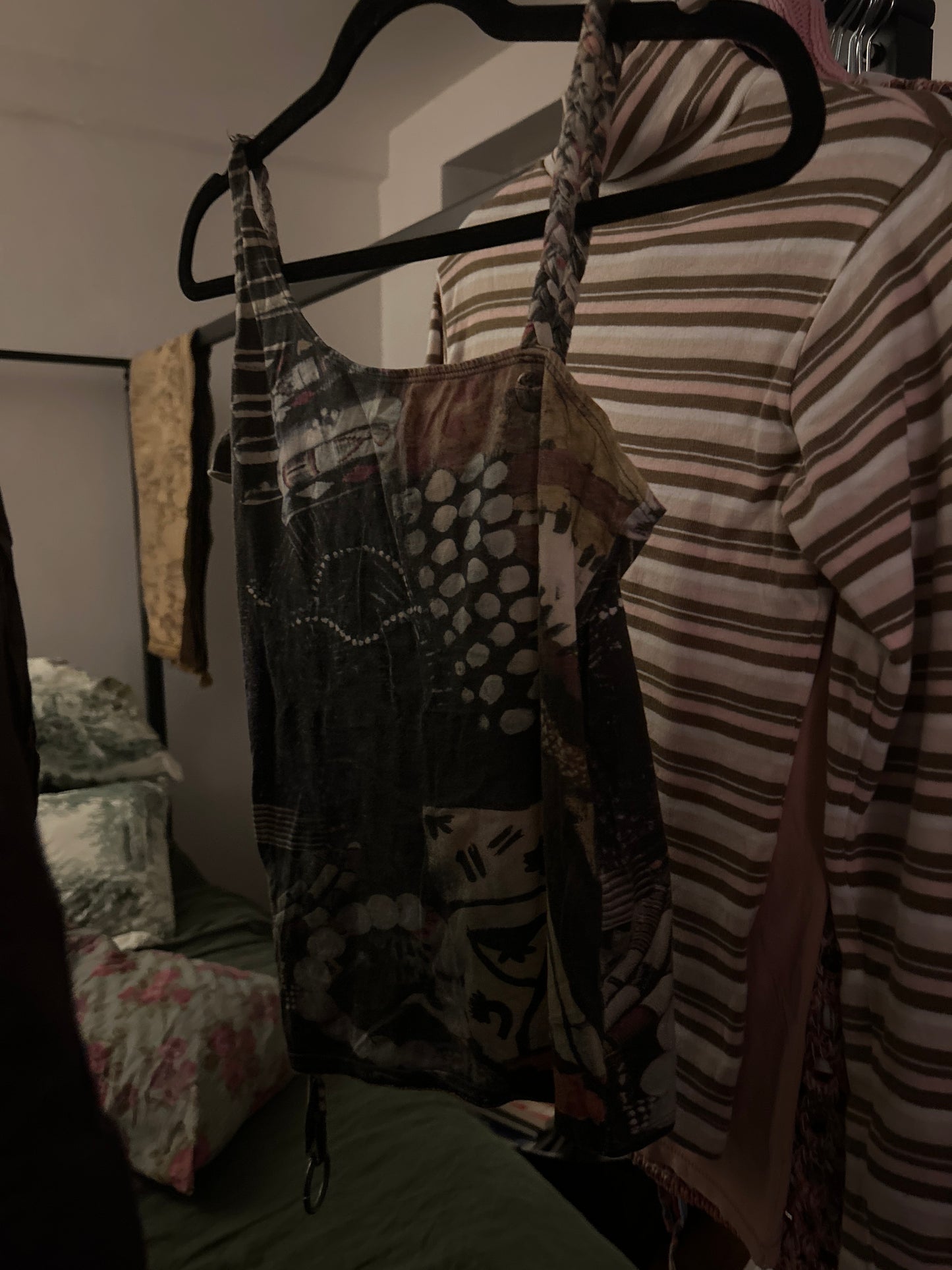 Graphic tank with braided strap