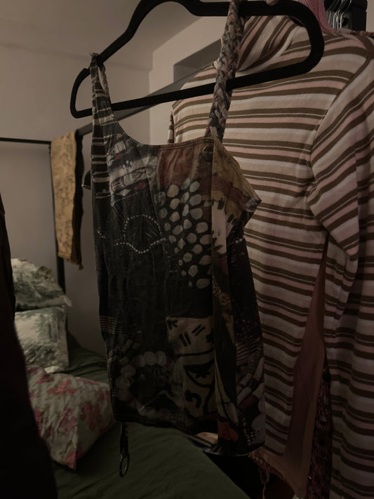 Graphic tank with braided strap