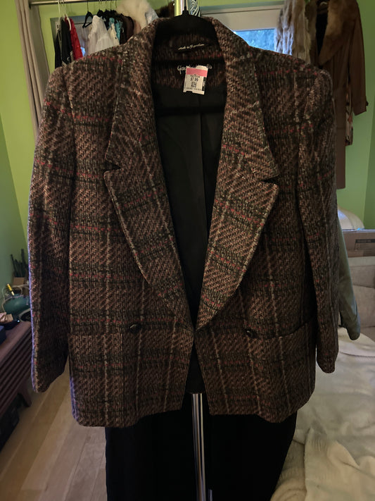 Red/gray tweed wool blazer