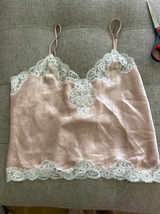 Tan/white lace cami
