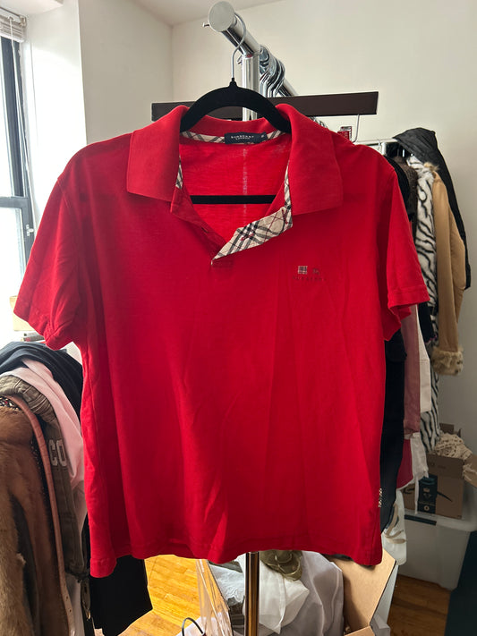 Burberry red polo