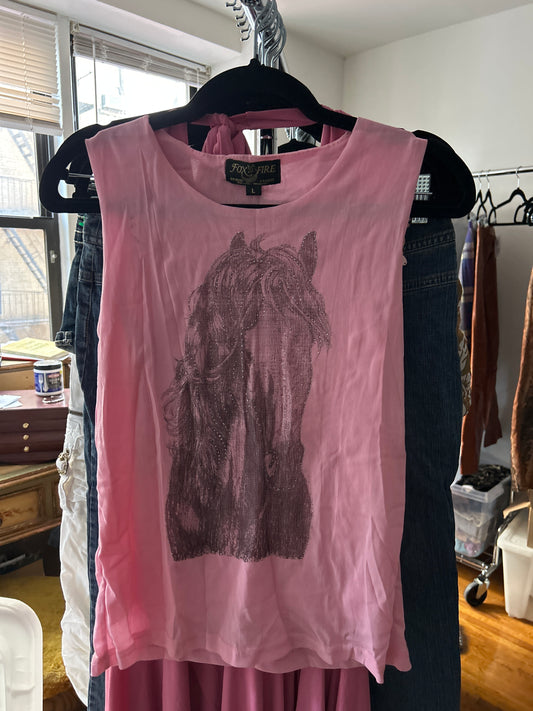 Pink horse tank top
