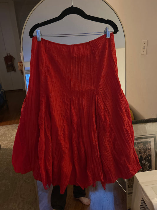 Red skirt flutter hem