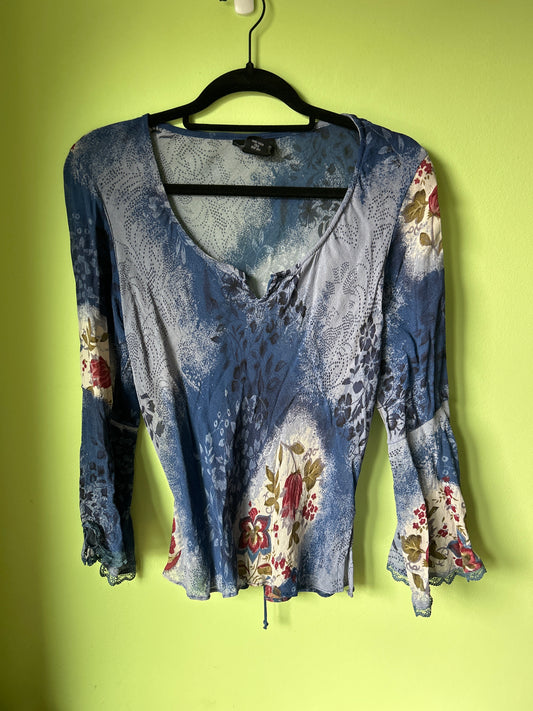 Angie sheer blue floral print