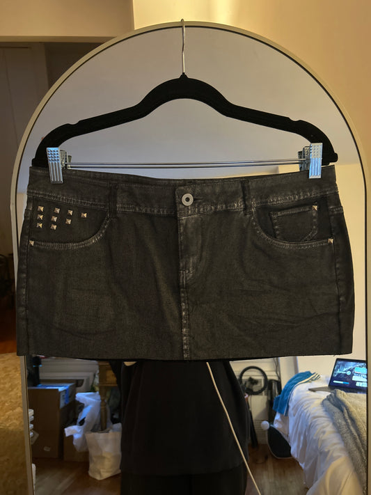 Pinkie grey iridescent denim mini skirt