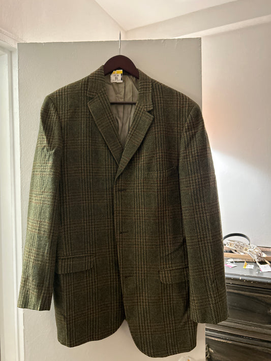 Green plaid wool blazer