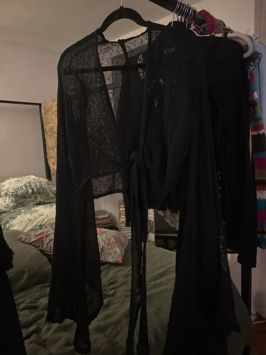 Black long sleeve wrap top