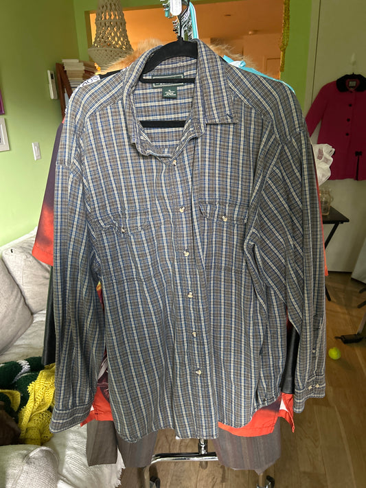 Croft & Barrow brown/blue button up
