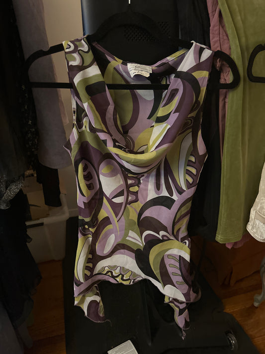 Byer California purple and lime green scoop neck tank top