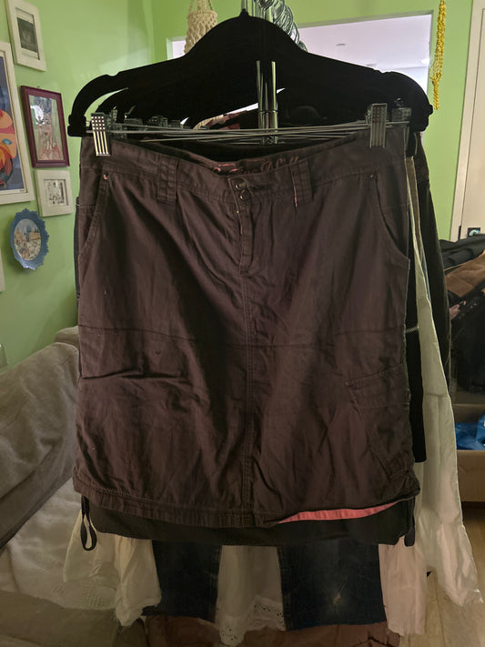 Brown and pink cargo skirt