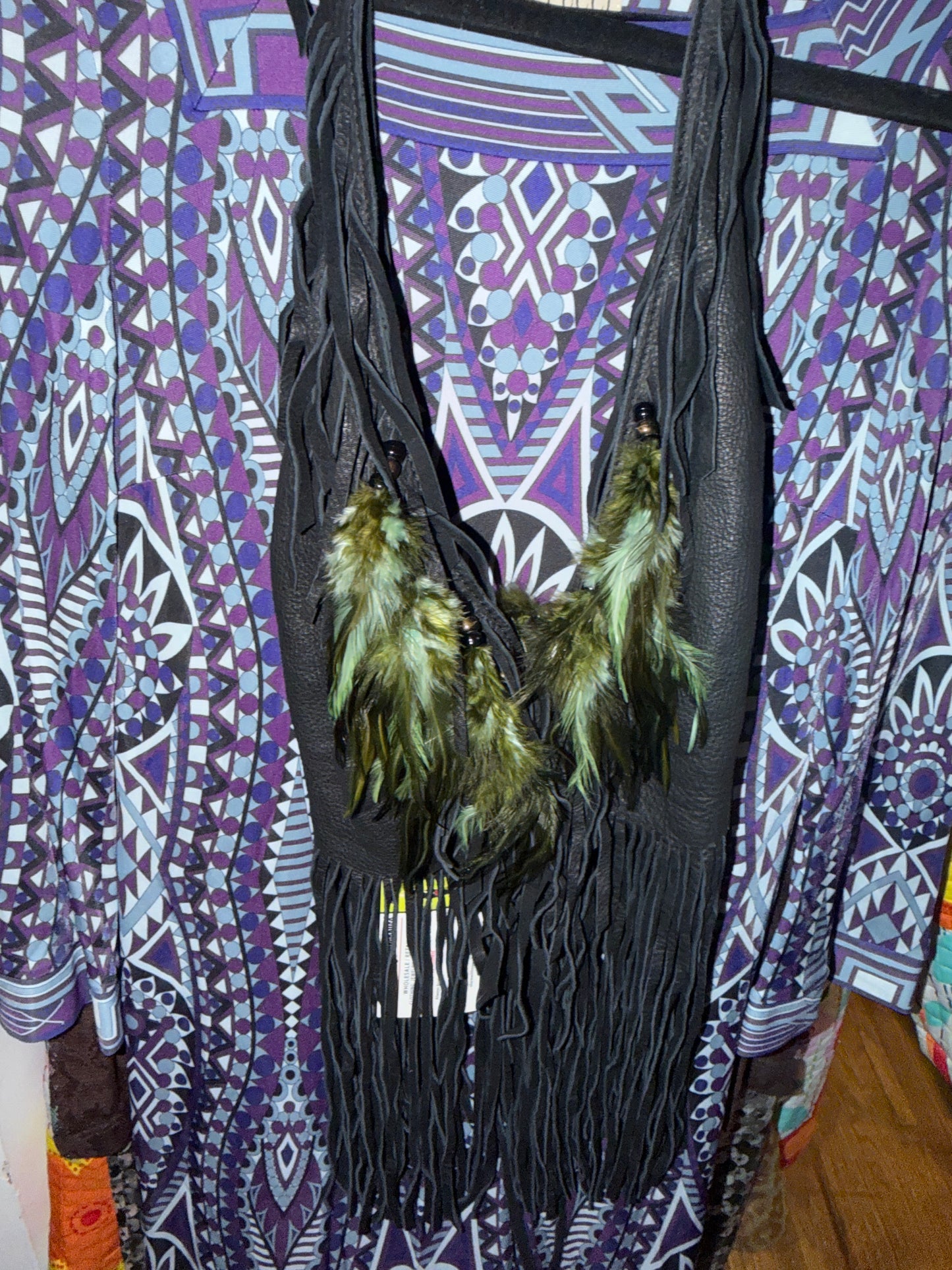 Black fringe halter top Jm 24B