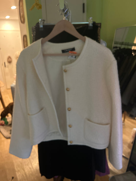 White fuzzy blazer jacket