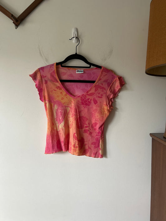 cherisa short sleeve top with floral print