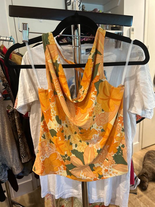 Orange floral halter