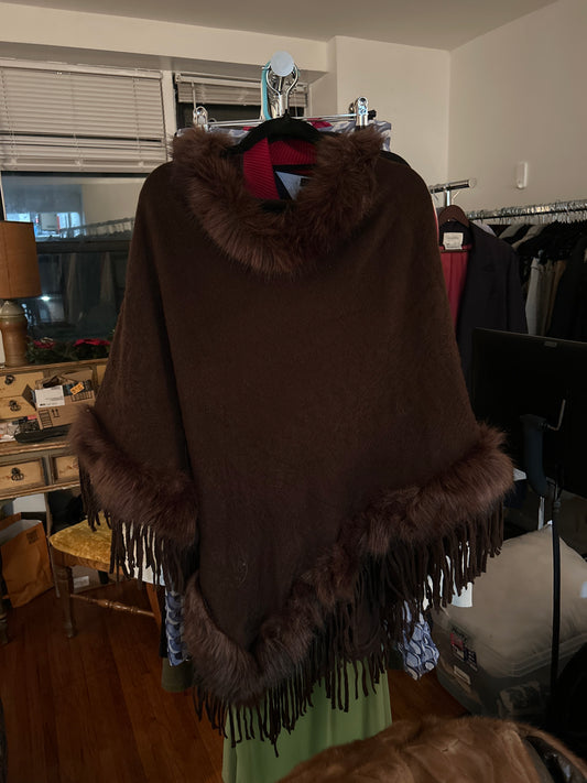 Brown faux fur cape