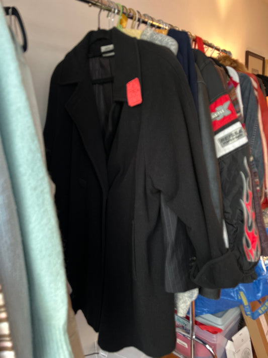 Larry Levine black wool coat