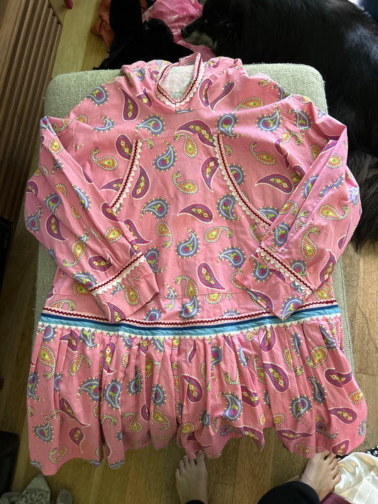 Pink paisley hoodie long sleeve dress