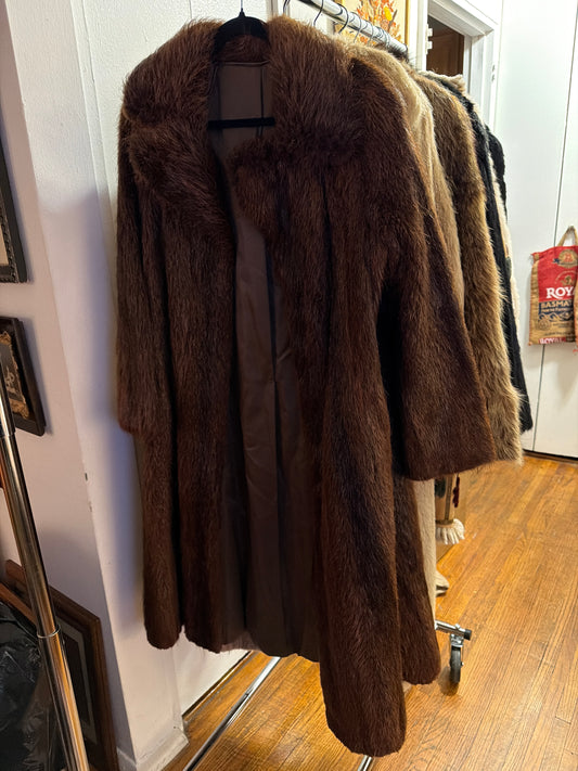 Red brown long beaver coat JM 41