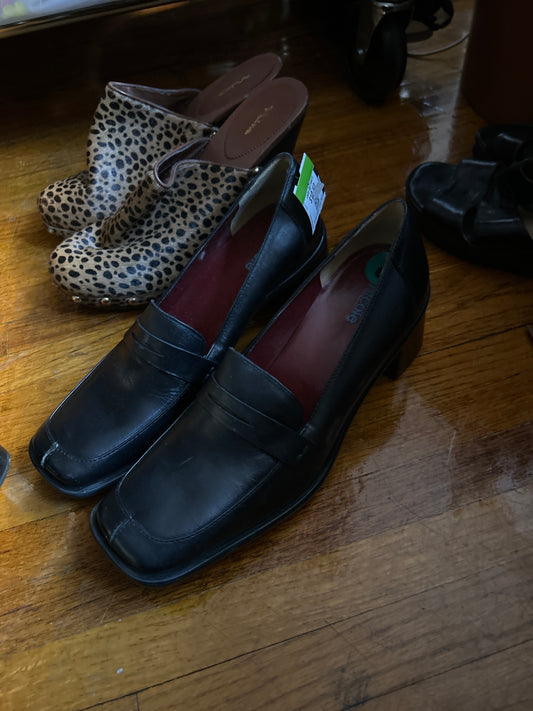 Nicole black leather loafers