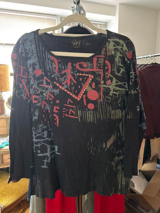 Katina Marie black graphic top
