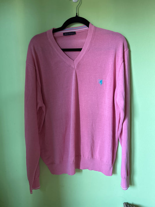 Pink sweater devil embroidery