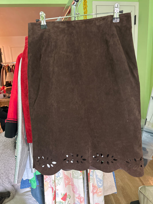 Lord and Taylor brown suede skirt