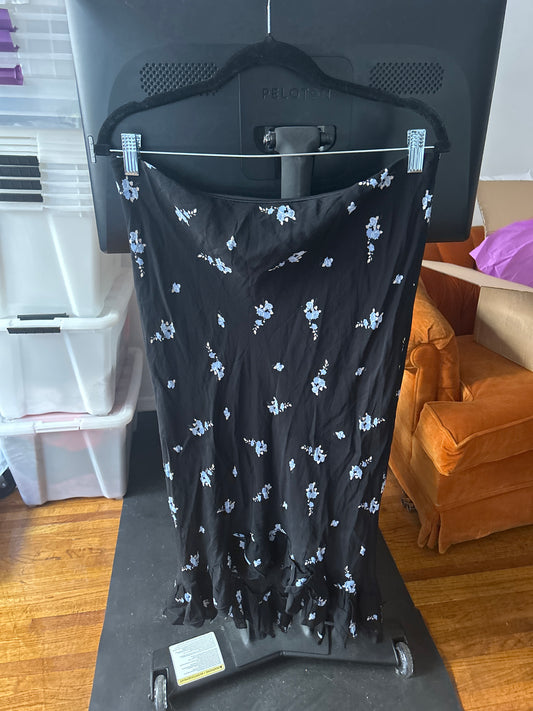 Long black skirt blue florals