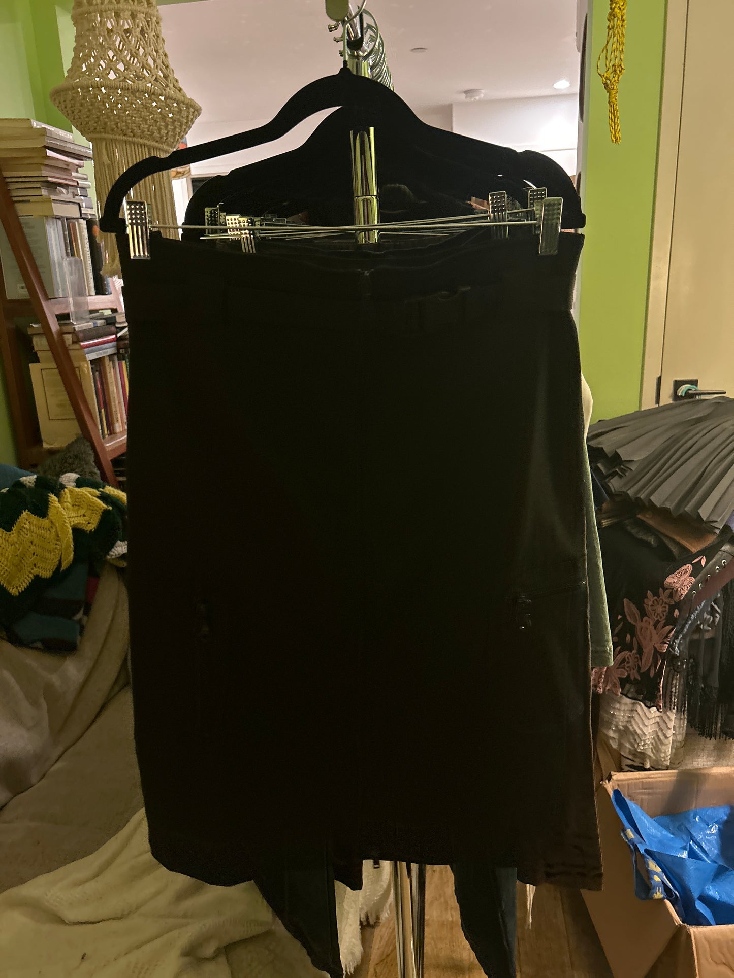 Black midi skirt with buckle