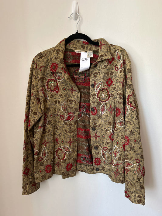 Embroidered shacket with sequins