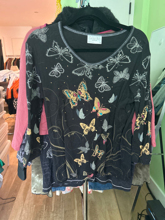 Butterfly bedazzled top
