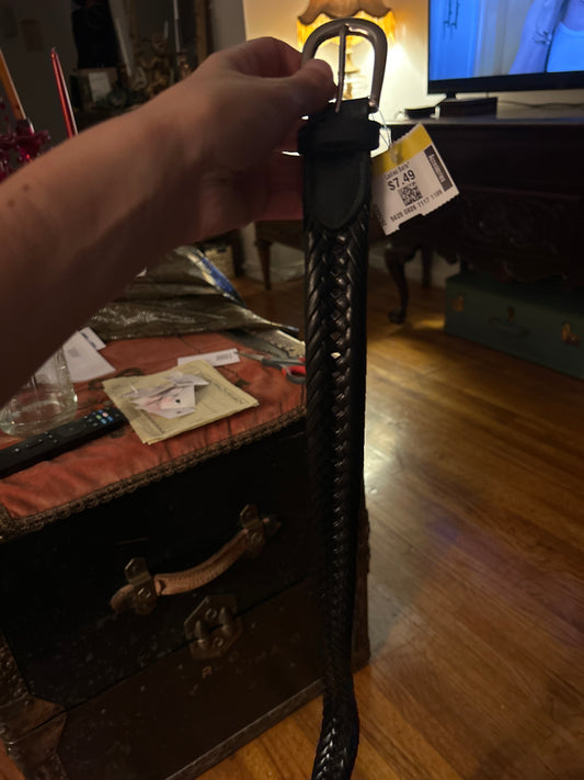 Black braided leather belt