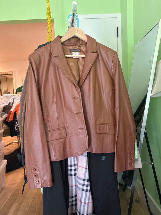 Light brown leather blazer
