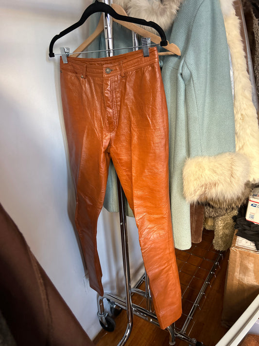 Leather pants in rust