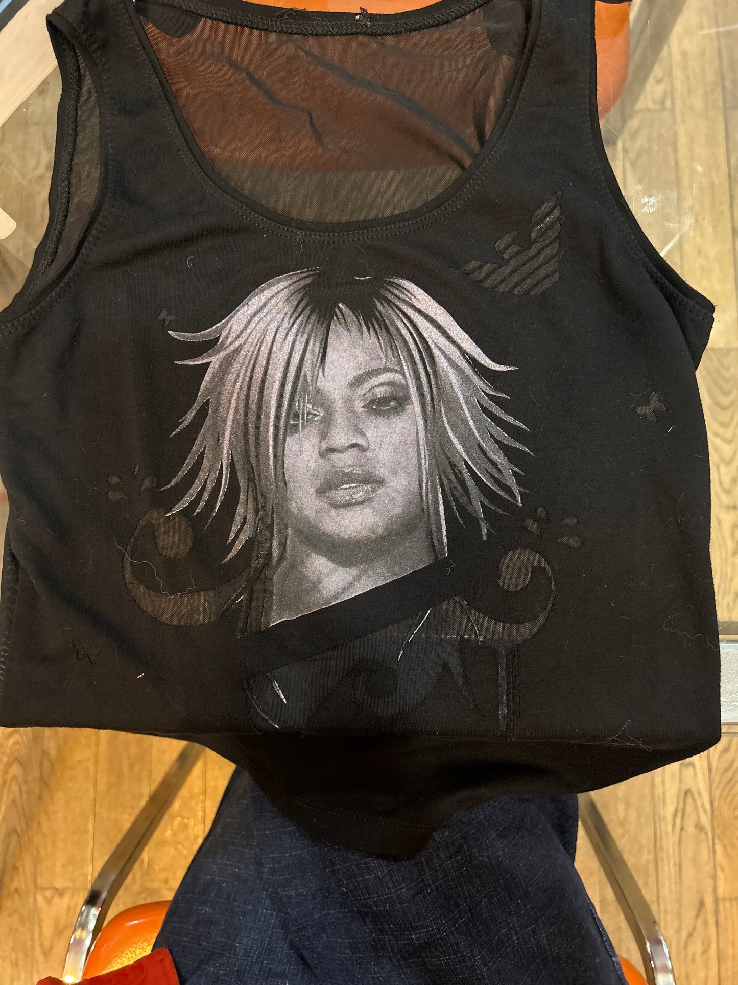 Graphic tank w sheer details 01504H
