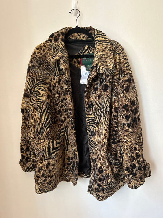 Fleece animal print jacket