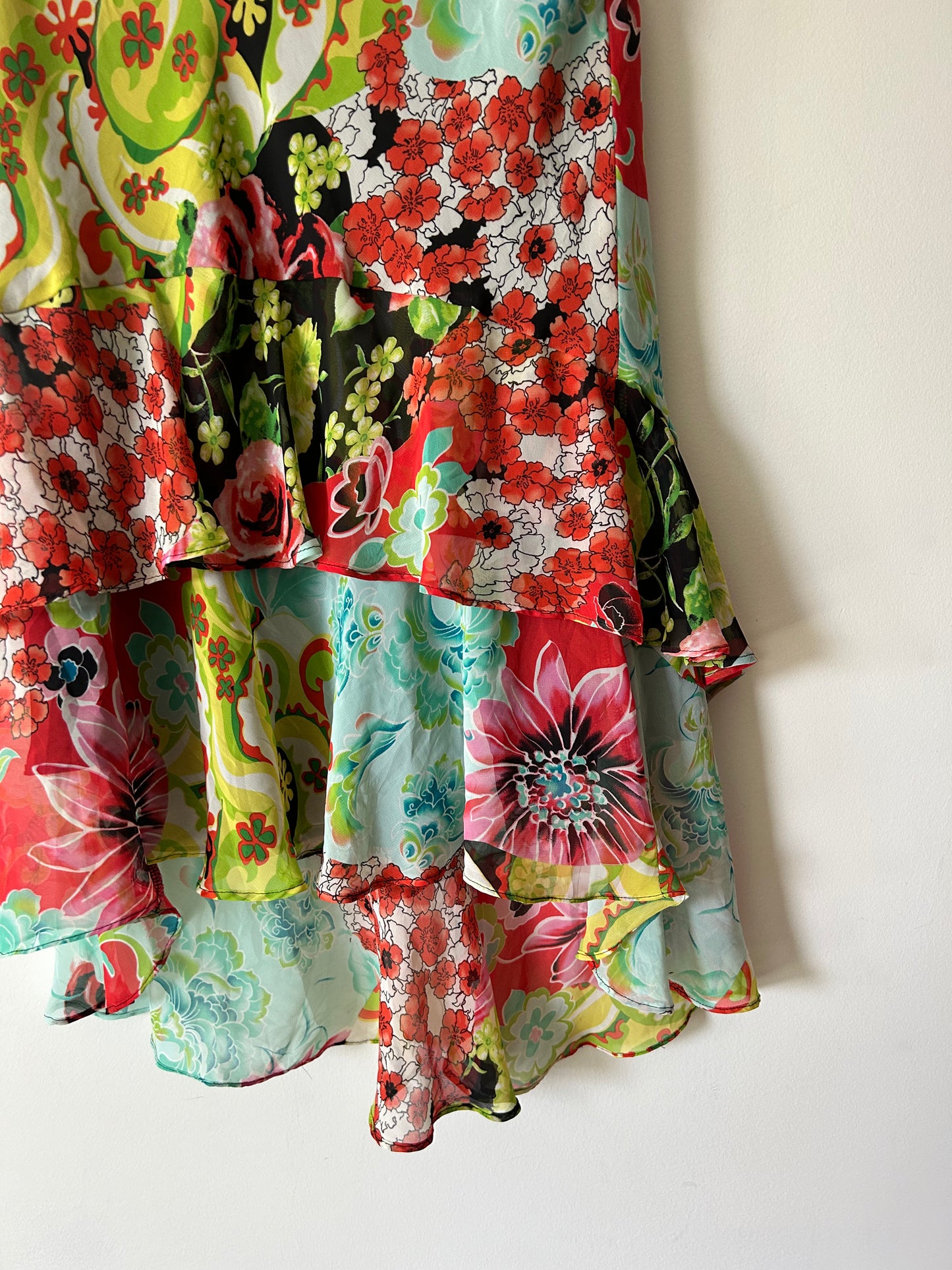 ruffled skirt with Japanese floral print