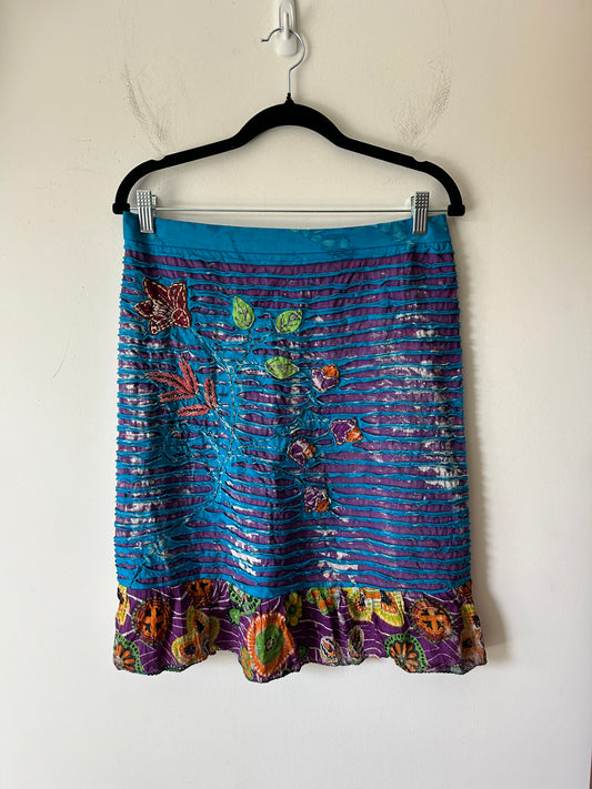 boho Nepalese printed skirt with rip details