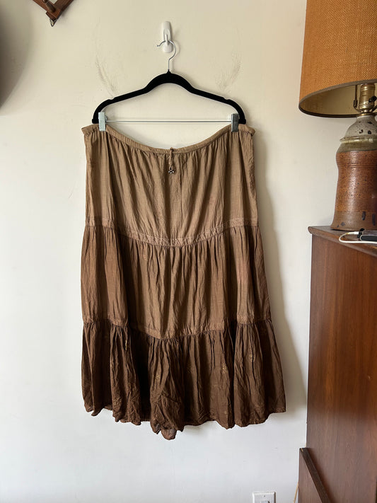 boho peasant skirt in mocha