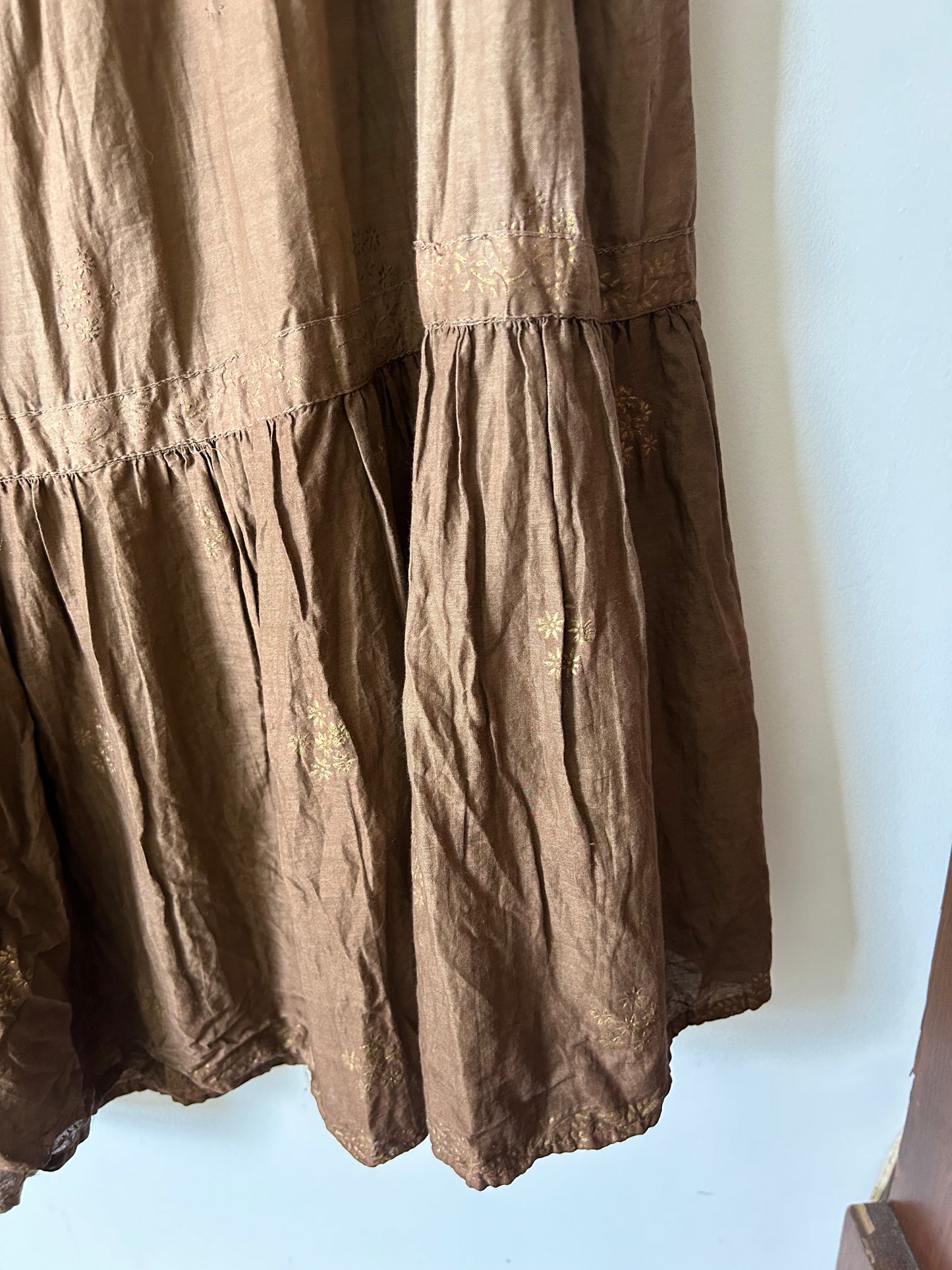 boho peasant skirt in mocha