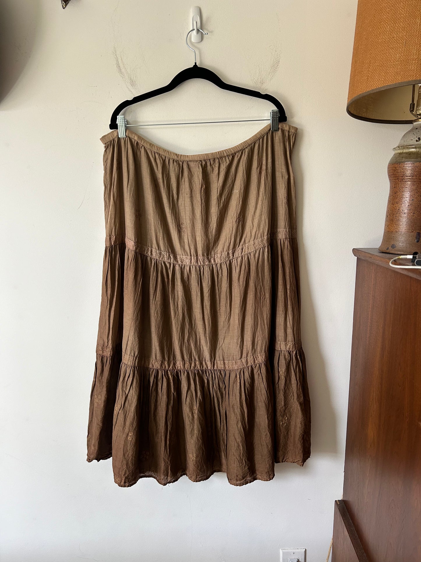 boho peasant skirt in mocha