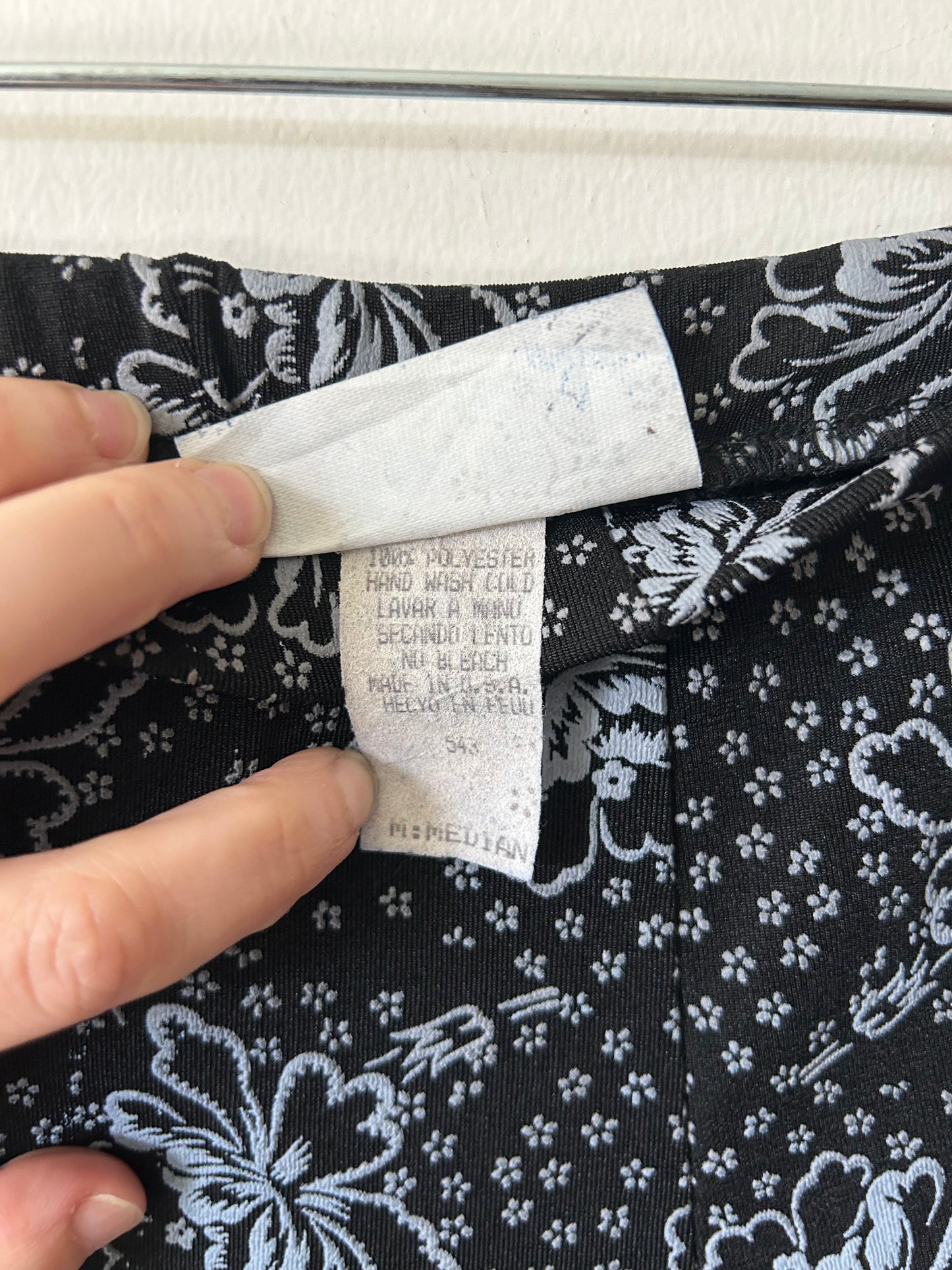stretchy black Hawaiian floral mini skirt