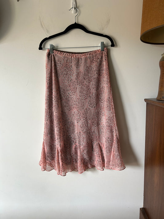 pale pink abstract floral skirt