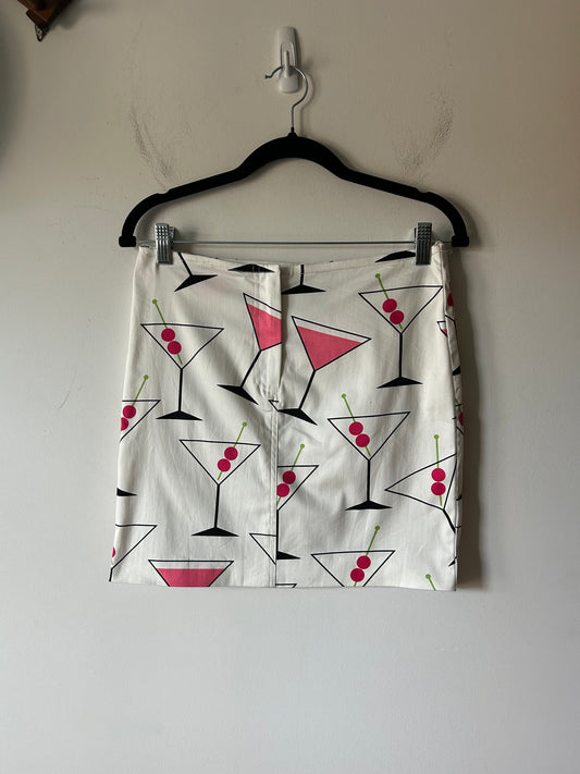 martini/cosmo print mini skirt