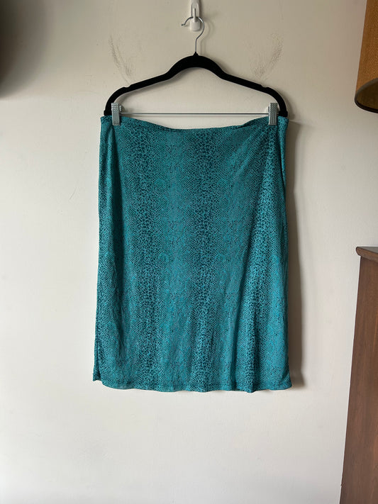 blue snake print skirt