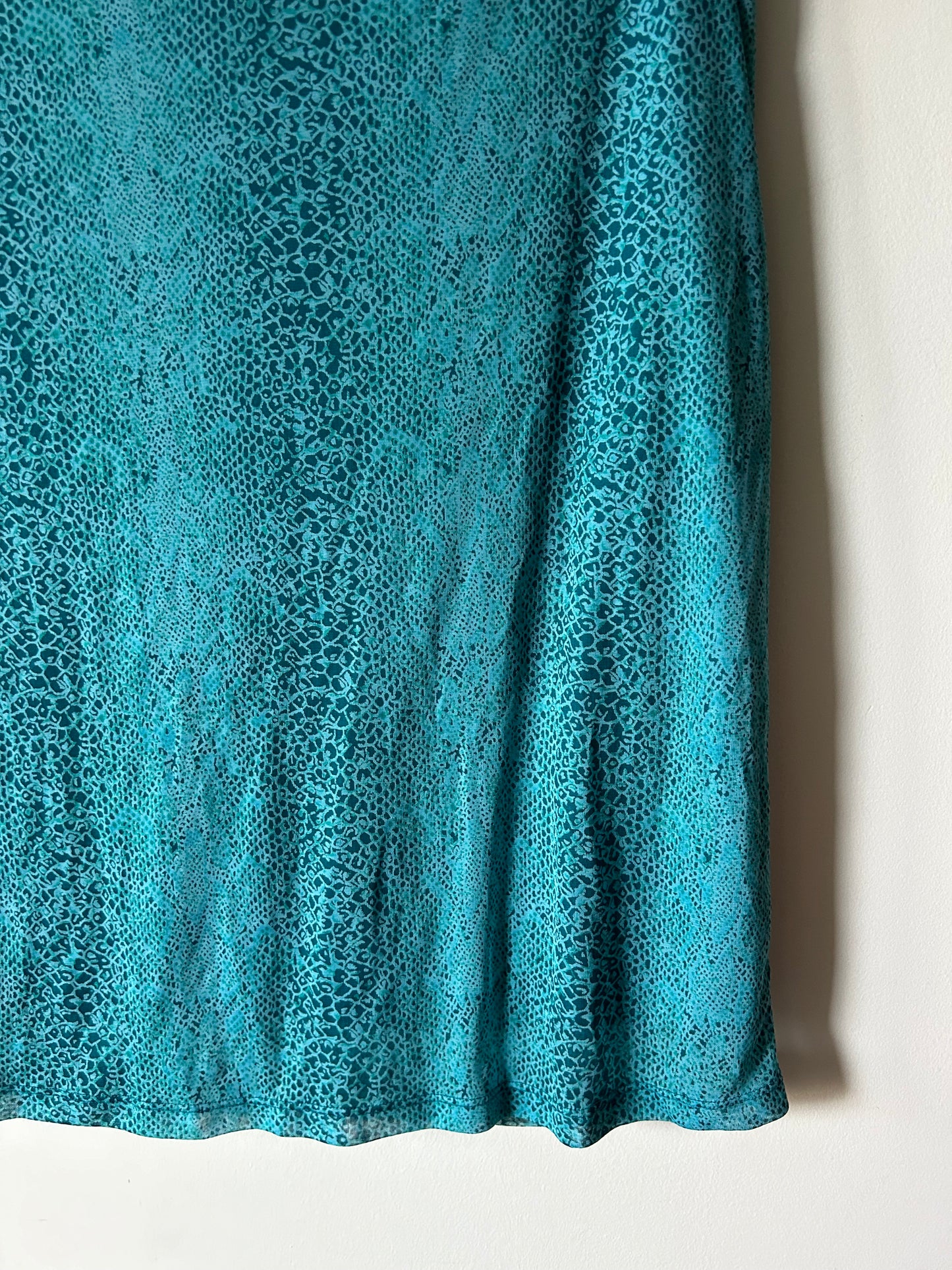 blue snake print skirt